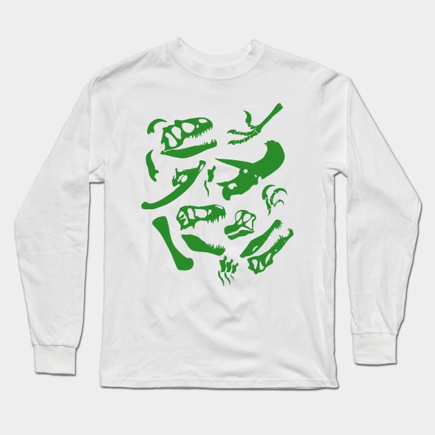 Dinosaur Bones (Green) Long Sleeve T-Shirt by SakuraDragon